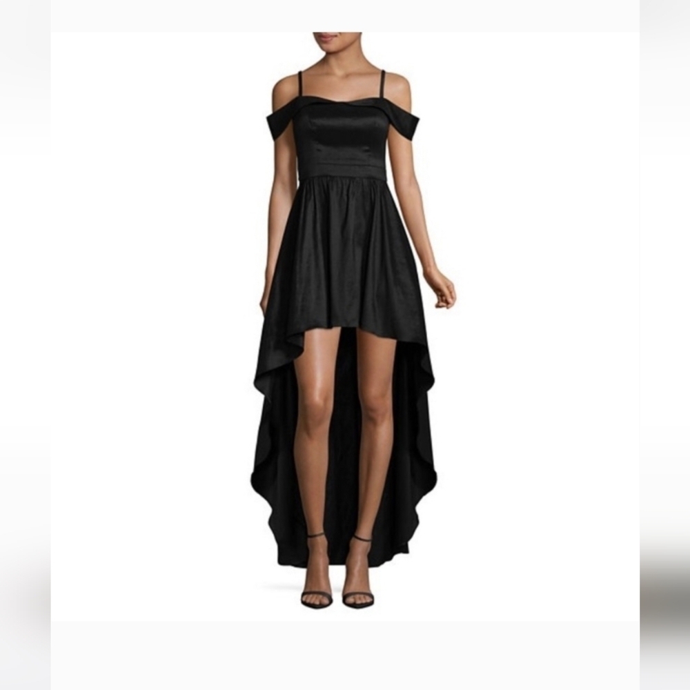 B. Smart  Cocktail Dress Size 11/12 Black High-Low with Cold Shoulder